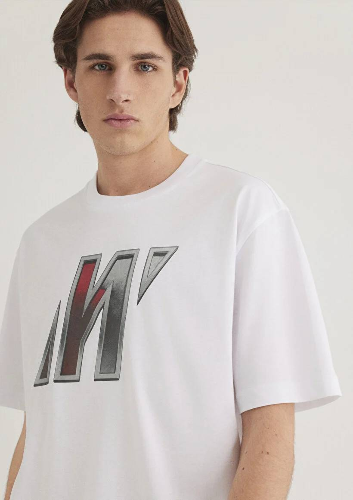 Resim Mavi Loose Erkek  T-shirt M0612750-620