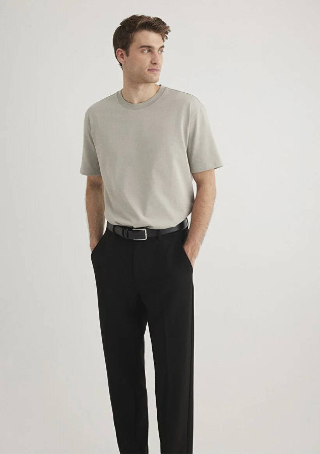 Resim Mavi Bisiklet Yaka Erkek T-Shirt M0611596-70100