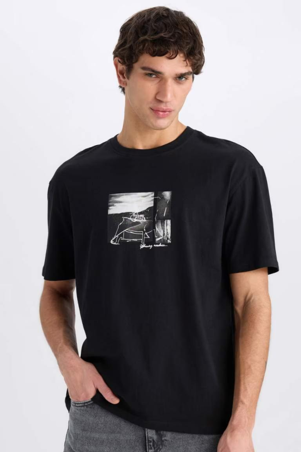 Resim Defacto Erkek  T-shirt E1723AX/BK81
