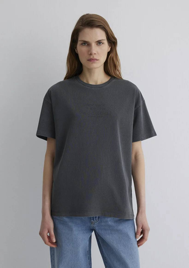 Resim Mavi Loose Kadın  T-shirt M1613141-70763