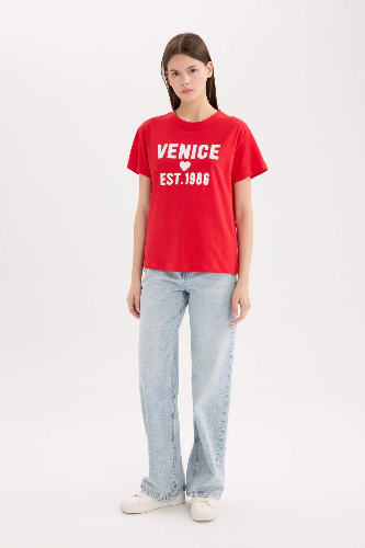 Resim Defacto Kadın Kısa Kol T-shirt D9604AXRD117