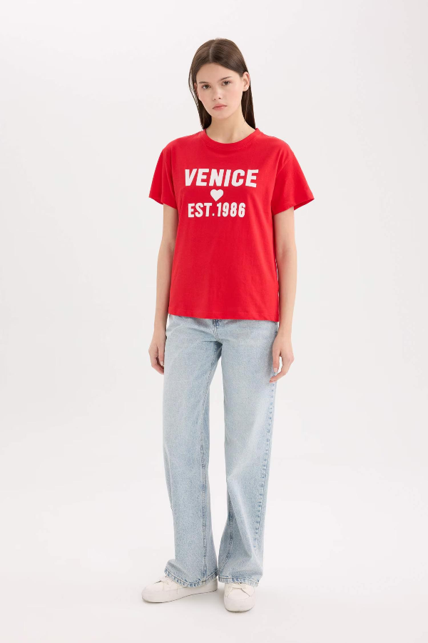 Resim Defacto Kadın Kısa Kol T-shirt D9604AXRD117