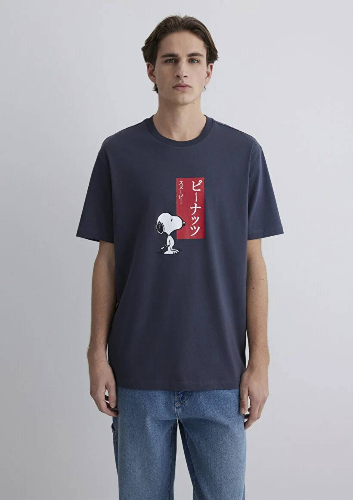 Resim Mavi Loose Erkek  T-shirt M0612660-70726
