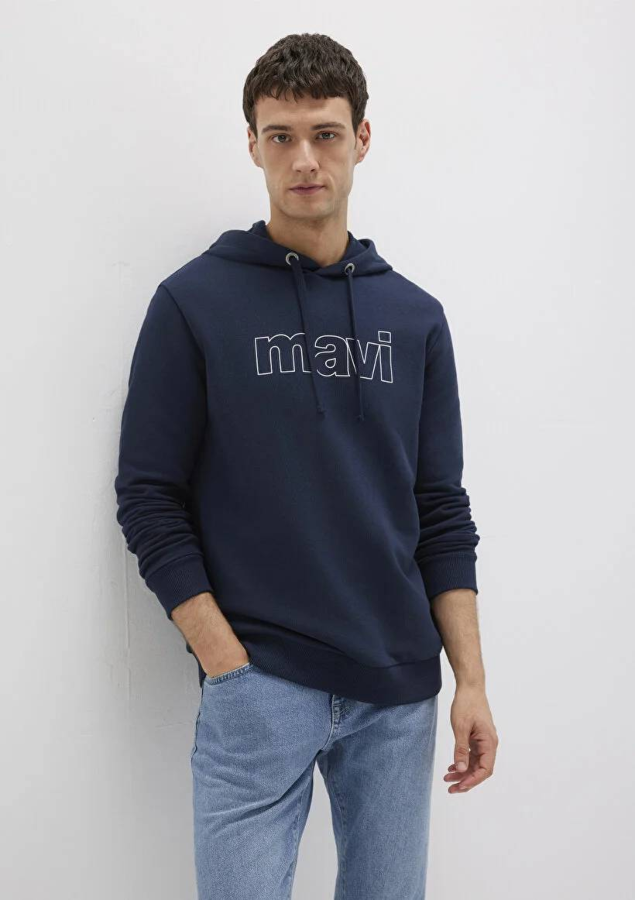 Resim Mavi Logo Kapüşonlu Erkek Sweat M065606-28417