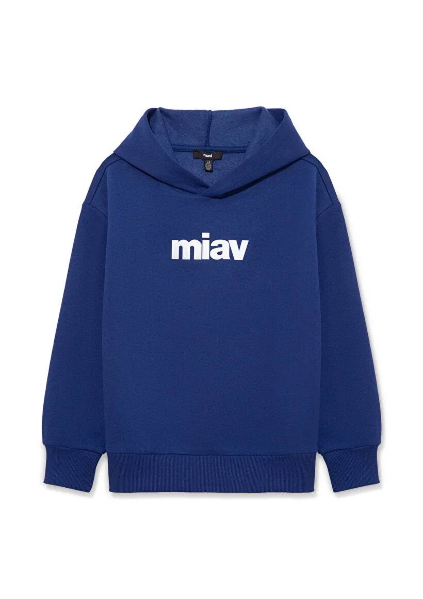 Resim Mavi Miav Baskılı Kapüşonlu Erkek Çocuk Sweat M6S10028-70722