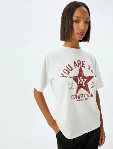 Resim Koton Kadın Kısa Kol T-shirt 5SAL10117IK