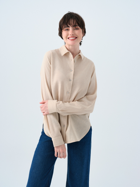 Resim Loft Kadın Loose Fit UZUN KOLGömlek Lf2039039