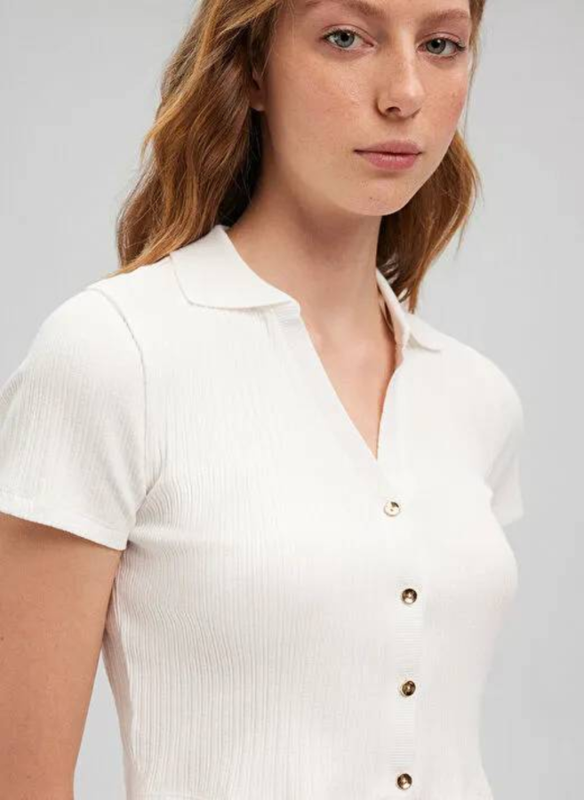 Resim Mavi Polo Yaka Kadın T-Shirt M1613000-70057