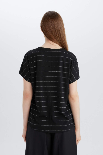 Resim Defacto Kadın Kısa Kol T-shirt E6075AX/BK81