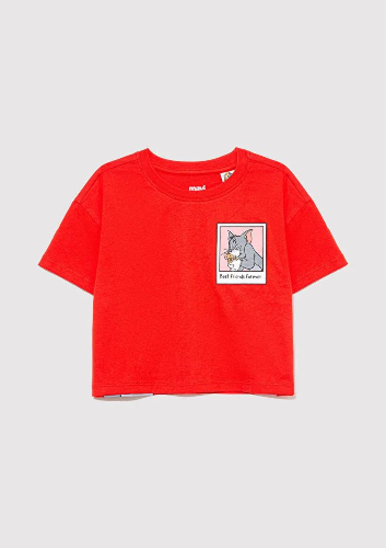Resim Mavi Tom Jerry Baskılı Kız Çocuk T-Shirt M7610318-70471