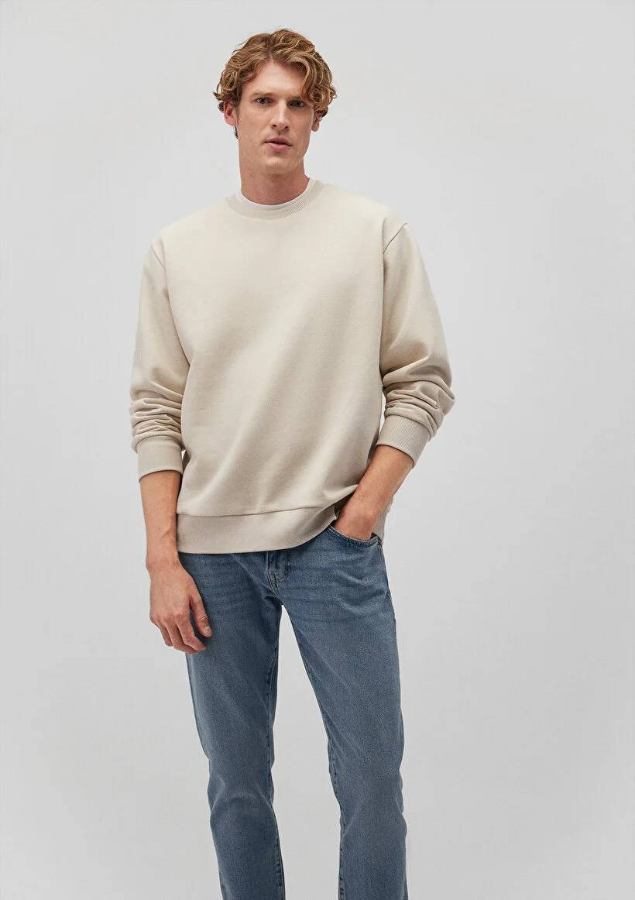 Resim Mavi Bisiklet Yaka  Loose Erkek Sweat M0S10276-70322