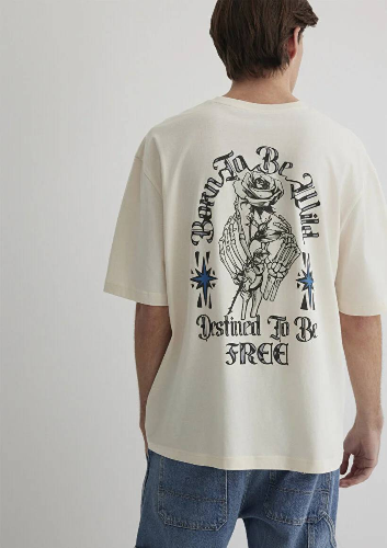Resim Mavi Relaxed Erkek  T-shirt M0612703-70072