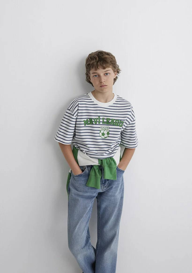 Resim Mavi Mavı League Baskılı Erkek Çocuk T-Shirt M6610264-89187