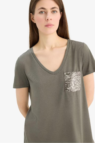 Resim Defacto Kadın Kısa Kol T-shirt U3769AZKH401