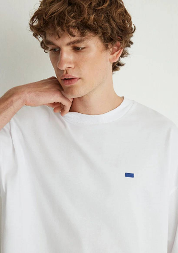 Resim Mavi Bisiklet Yaka Erkek T-Shirt M0611931-620