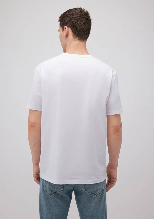 Resim Mavi Basıc Bisiklet Yaka Erkek T-Shirt M0610252-620