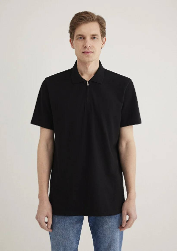 Resim Mavi Half Zıp Polo Erkek T-Shirt M0612525-900