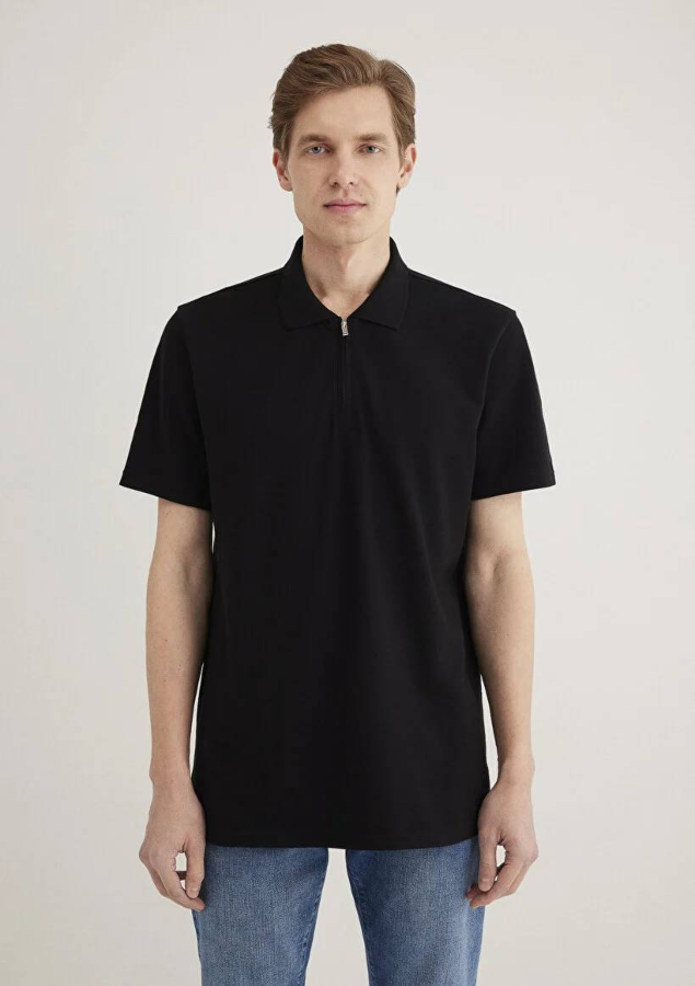 Resim Mavi Half Zıp Polo Erkek T-Shirt M0612525-900