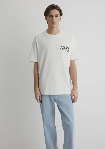 Resim Mavi Loose Erkek  T-shirt M0612572-70142