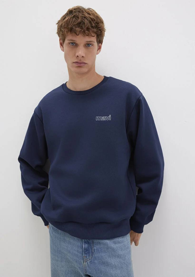 Resim Mavi Baskılı Erkek Sweat M0S10379-70488