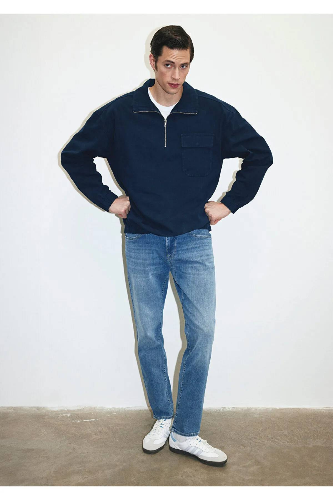 Resim Mavi Regular Straight Erkek Jean Pantolon M0037884333 Martın