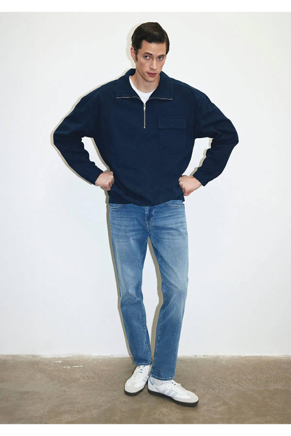 Resim Mavi Regular Straight Erkek Jean Pantolon M0037884333 Martın