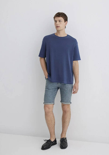 Resim Mavi Skinny Erkek  Kot&Kanvas Şort M0428489645