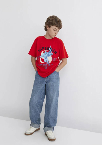 Resim Mavi Superman Baskılı Erkek Çocuk T-Shirt M6610293-88523