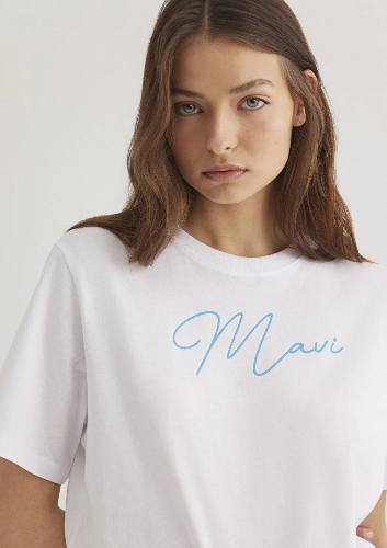 Resim Mavi Baskılı Kadın T-Shirt M1612419-620