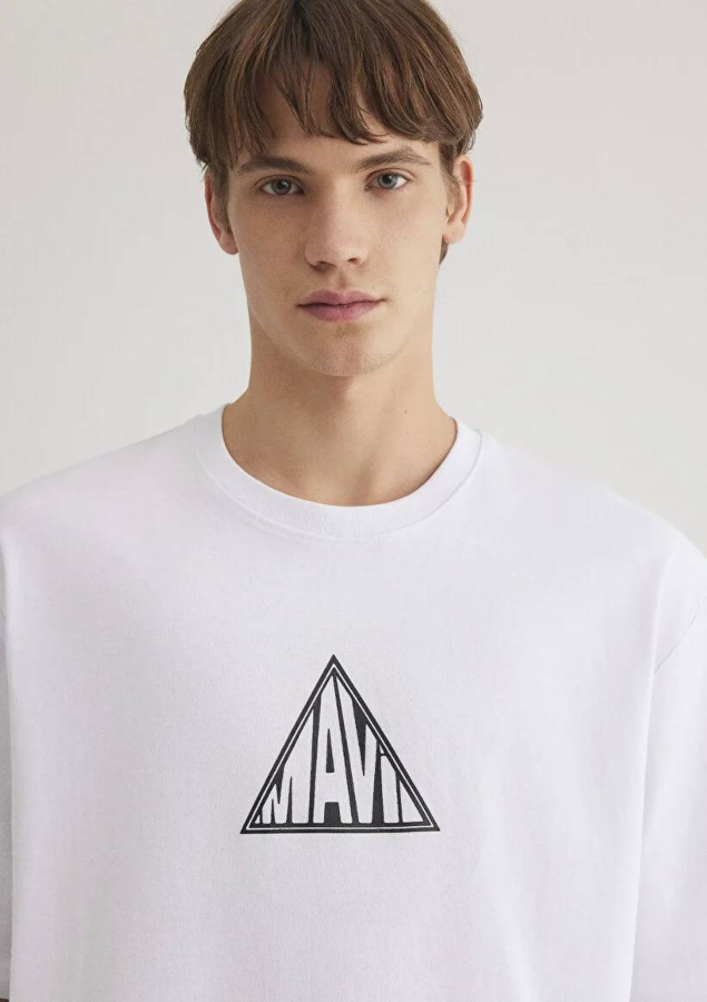 Resim Mavi Baskılı Erkek T-Shirt M0612524-620