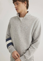 Resim Mavi M Baskılı Half Zıp Erkek Sweat M0S10307-80196