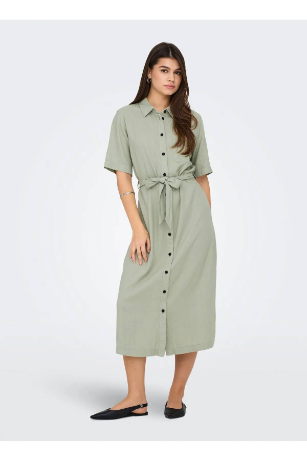 Resim Only Onlcaro SS Lınen Bl Belt Dress Cc Pnt Kadın Elbise 15338884
