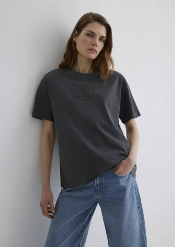 Resim Mavi Loose Kadın  T-shirt M1613141-70763