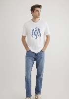 Resim Mavi Baskılı Erkek T-Shirt M065109-620