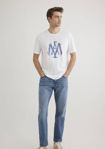 Resim Mavi Baskılı Erkek T-Shirt M065109-620