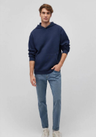 Resim Mavi Kapüşonlu  Loose Erkek Sweat M0S10275-70490