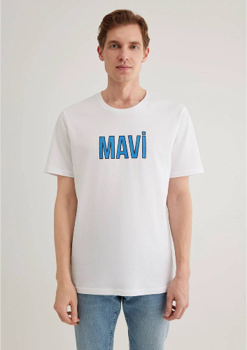Resim Mavi Logo Erkek T-shirt M066842-620