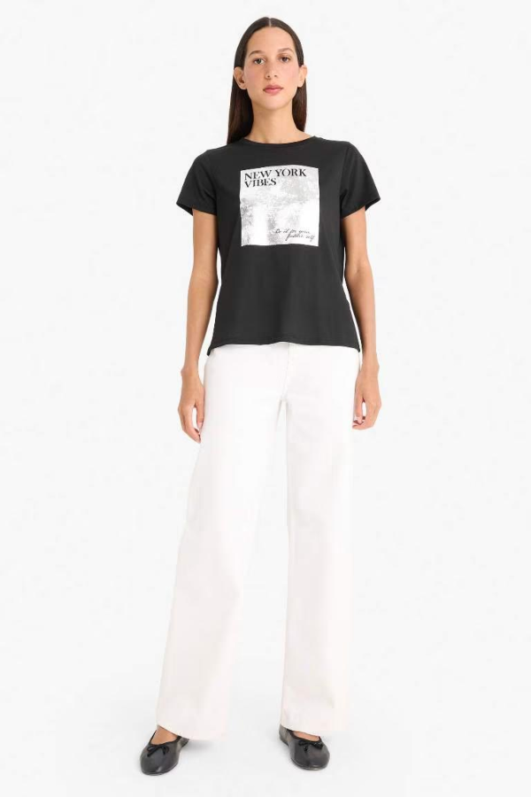Resim Defacto Kadın T-shirt F5097AX/BK81