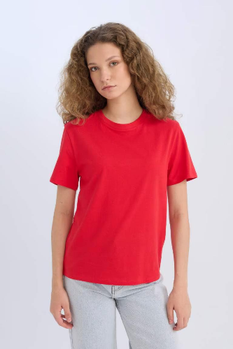 Resim Defacto Kadın Kısa Kol T-shirt D9592AX/RD117