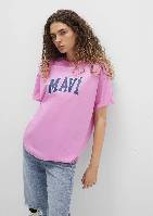 Resim Mavi Baskılı Kadın T-Shirt M1600843-71033