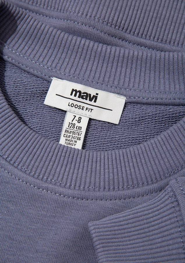 Resim Mavi Logo Baskılı Kız Çocuk Sweat M7S10146-88095