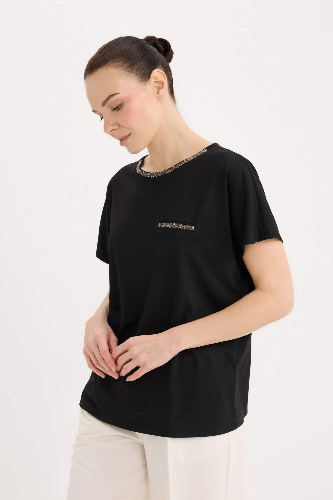 Resim Defacto Kadın Kısa Kol T-shirt K7701AZBK81