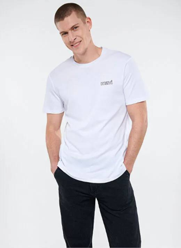 Resim Mavi Loose Erkek  T-shirt M0612610-620