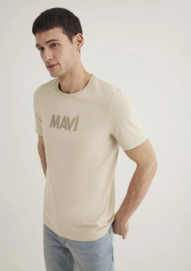 Resim Mavi Baskılı Erkek T-Shirt M066846-70322