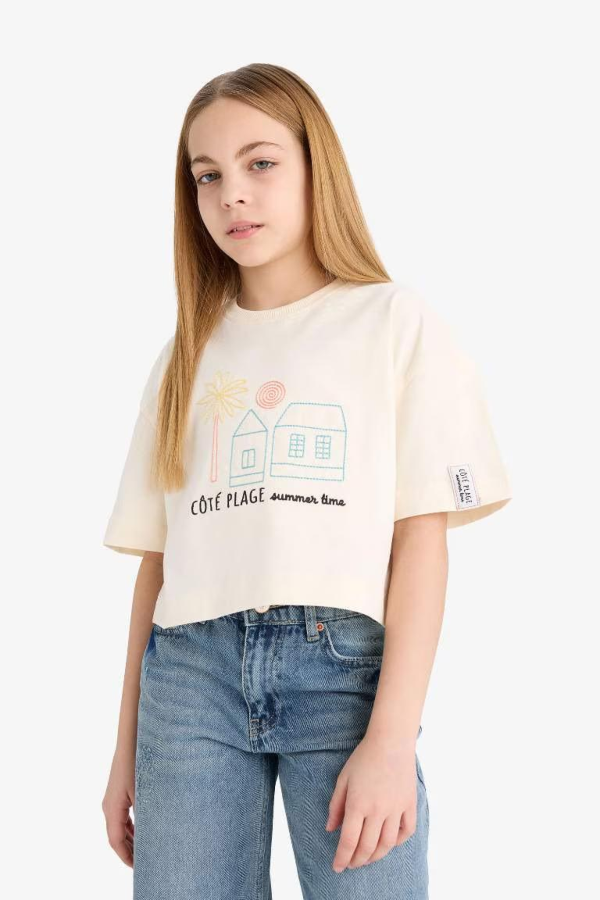 Resim Defacto Kız Çocuk Kısa Kol T-shirt E4407A8ER233