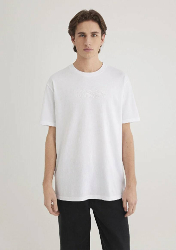 Resim Mavi Logo Tişört Beyaz Erkek T-Shirt M0611807-620