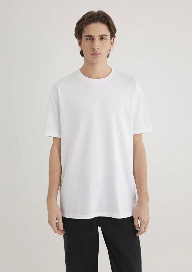 Resim Mavi Logo Tişört Beyaz Erkek T-Shirt M0611807-620