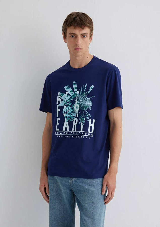 Resim Mavi Regular Erkek  T-shirt M0612671-70496