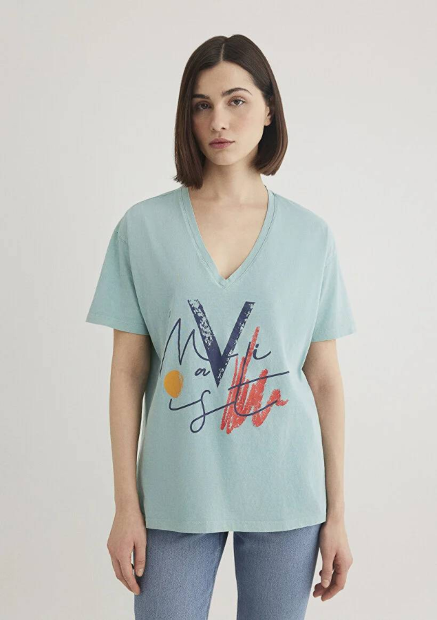 Resim Mavi Kadın T-shirt M1601176-34078