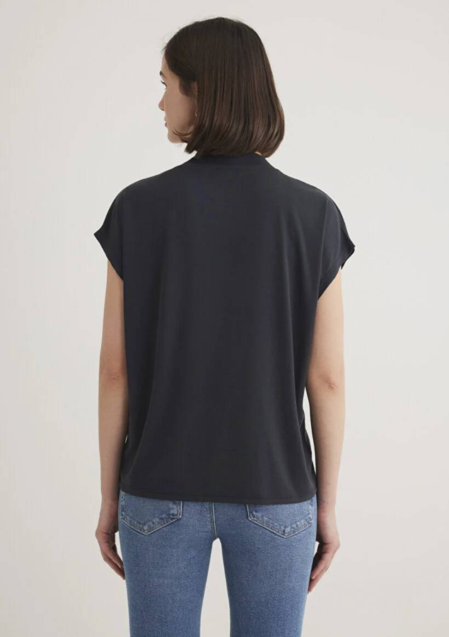 Resim Mavi Kolsuz Kadın T-Shirt M1612250-900